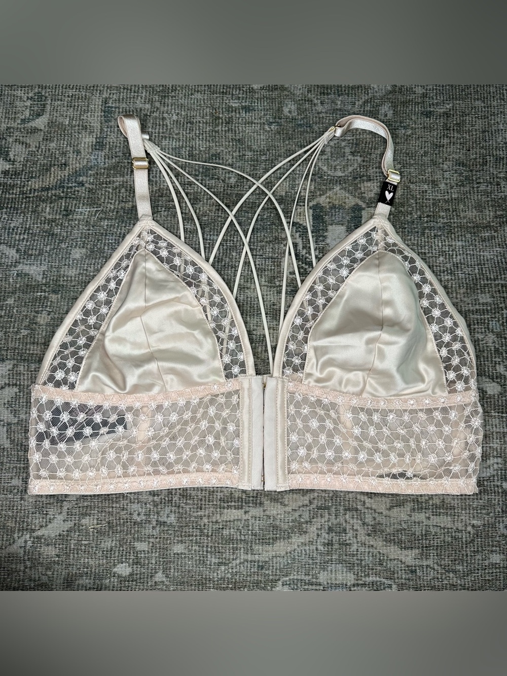 Victoria Secret Starburst Long Line Triangle Bra XL Champagne